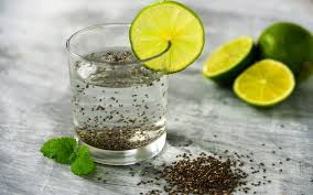 Chia seeds in a wooden spoon